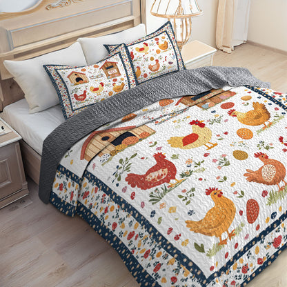 Shineful All Season Quilt 3-Piece Set Feed Egg Chicken