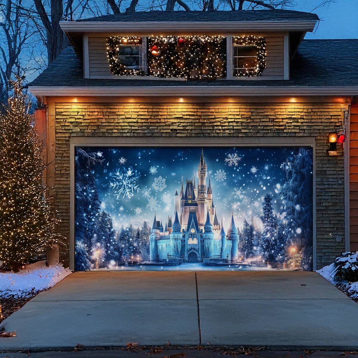 Shineful Garage Door Banner Decoration - Frozen Ice Palace
