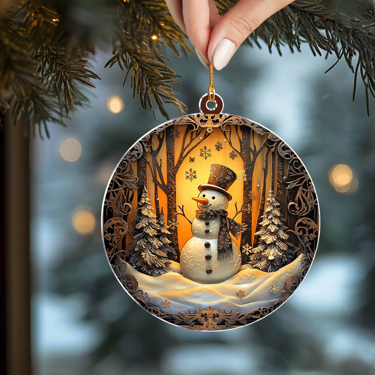Shineful 2D Acrylic Ornament Frosted Snowman