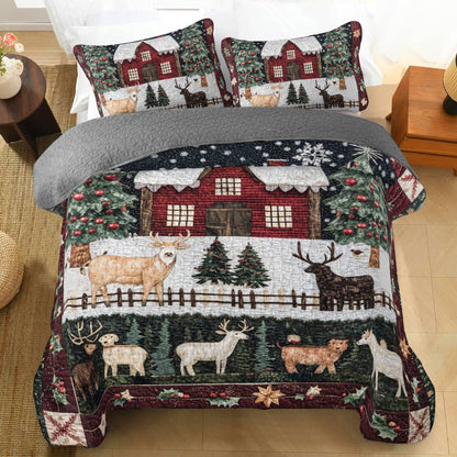 Shineful All Season Quilt 3-Piece Set Christmas in Farm