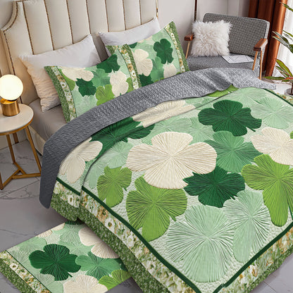 Shineful All Season Quilt 3-Piece Set Four Leaf Comfort