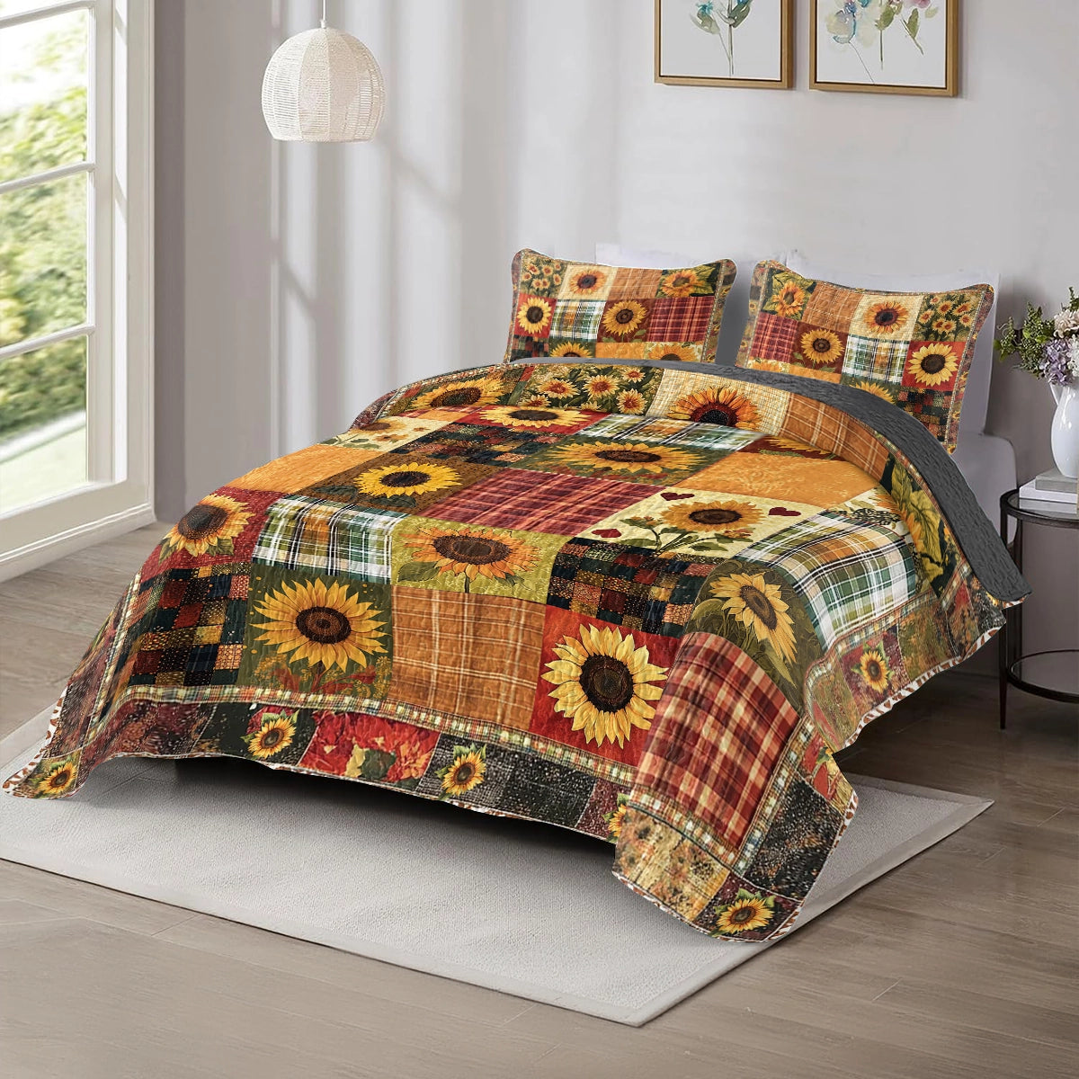 Shineful All Season Quilt 3-Piece Set - Sunflower Sunshine Patchwork Dreams
