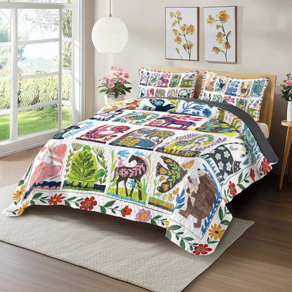 Shineful All Season Quilt 3-Piece Set Folk Garden