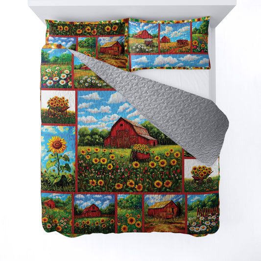 Shineful All Season Quilt 3-Piece Set - Peaceful Sunflower Farm