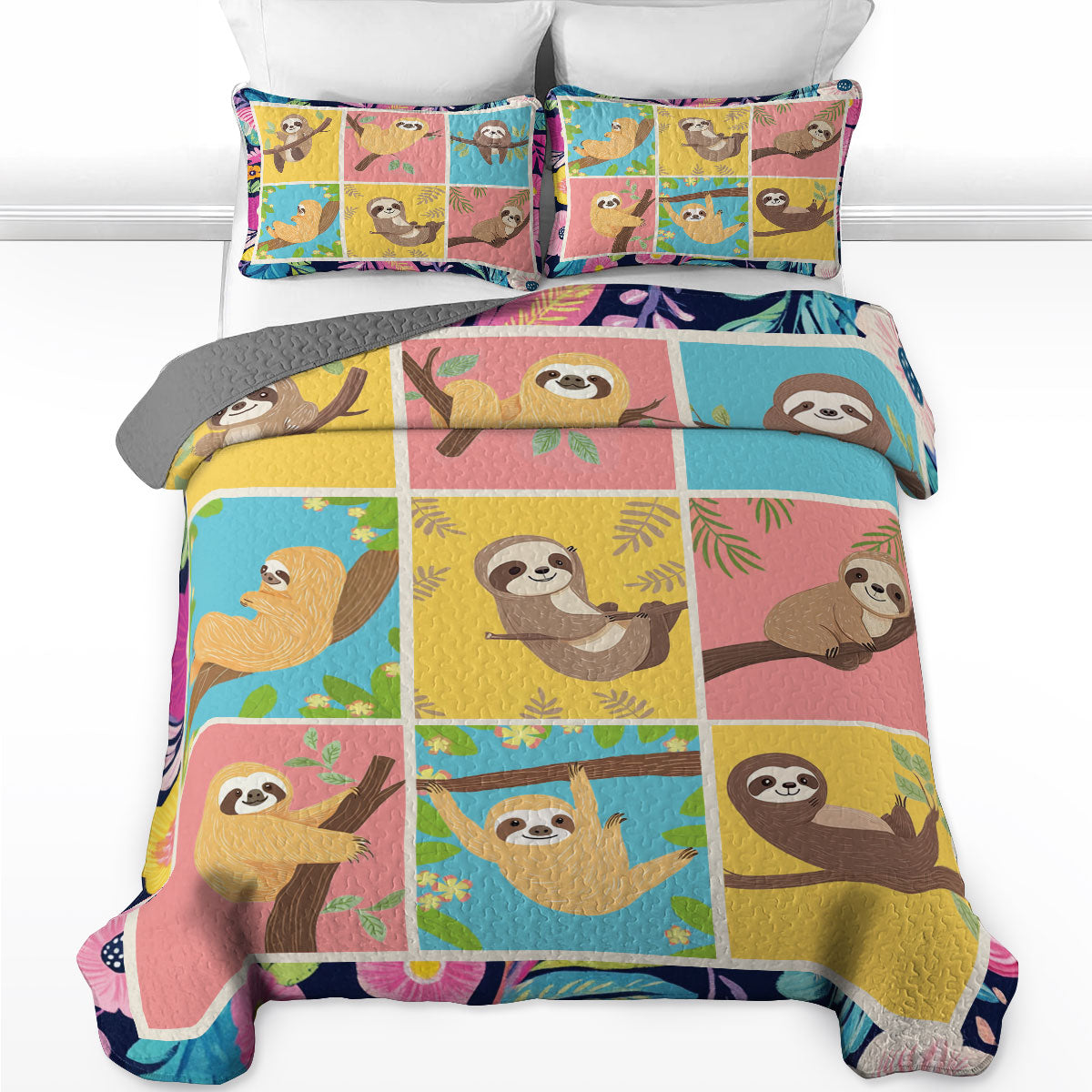 Shineful All Season Quilt 3-Piece Set Sloth Chill Out