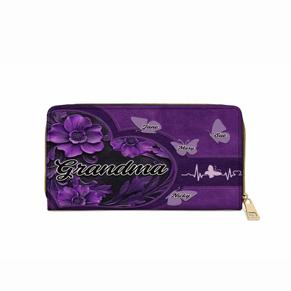 Shineful Leather Clutch Purse With Wristlet Strap Handle Eternal Love Grandma Butterfly