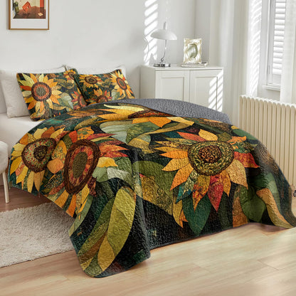 Shineful All Season Quilt 3-Piece Set Sunflower Harvest Hues
