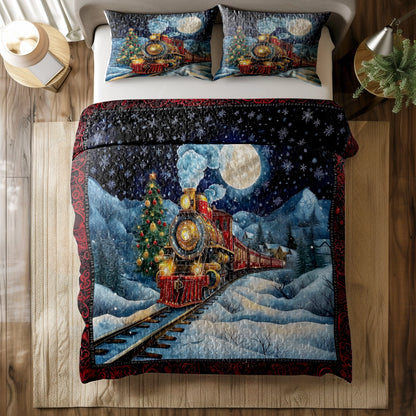 Shineful All Season Quilt 3-Piece Set Christmas Express Train