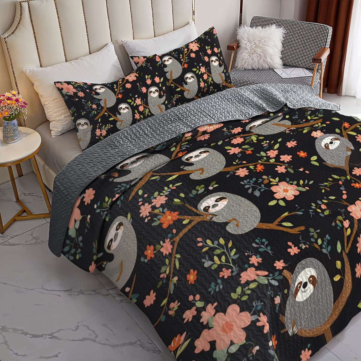 Shineful All Season Quilt 3-Piece Set Sloth All Day