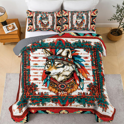 Shineful All Season Quilt 3-Piece Set - Native Spirit Wolf
