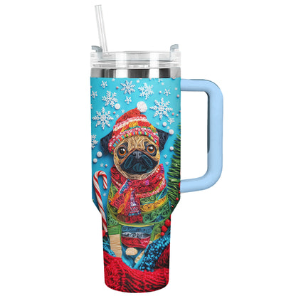 Shineful Glossy Tumbler Cheerful Christmas Puggy