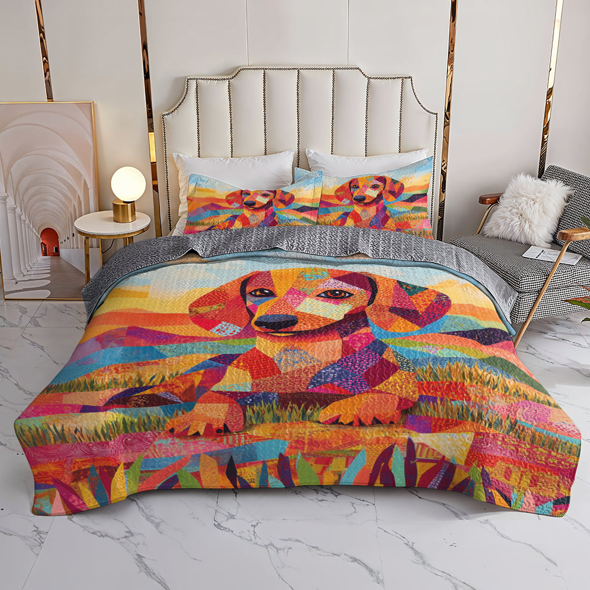 Shineful All Season Quilt 3-Piece Set Colorful Patchwork