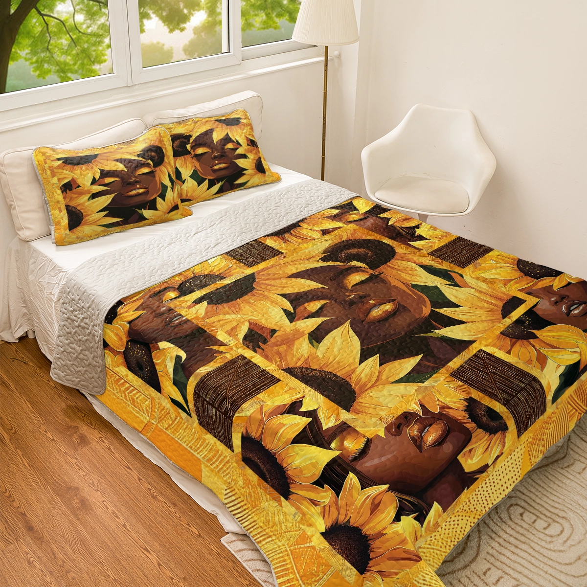 Shineful All Season Quilt 3-Piece Set - Black Women's Radiant Beauty