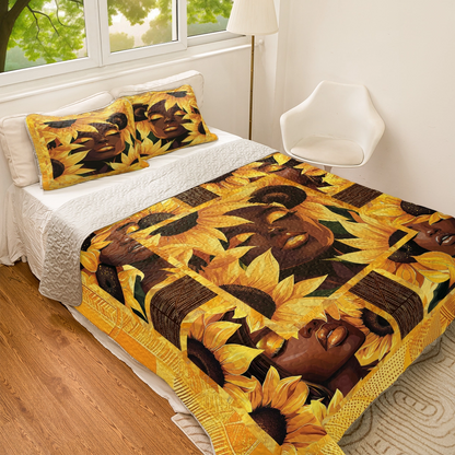 Shineful All Season Quilt 3-Piece Set - Black Women's Radiant Beauty