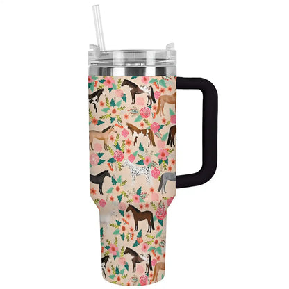 Shineful Tumbler Floral Horses