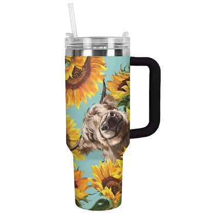 Shineful Tumbler Cow In Sunflowers