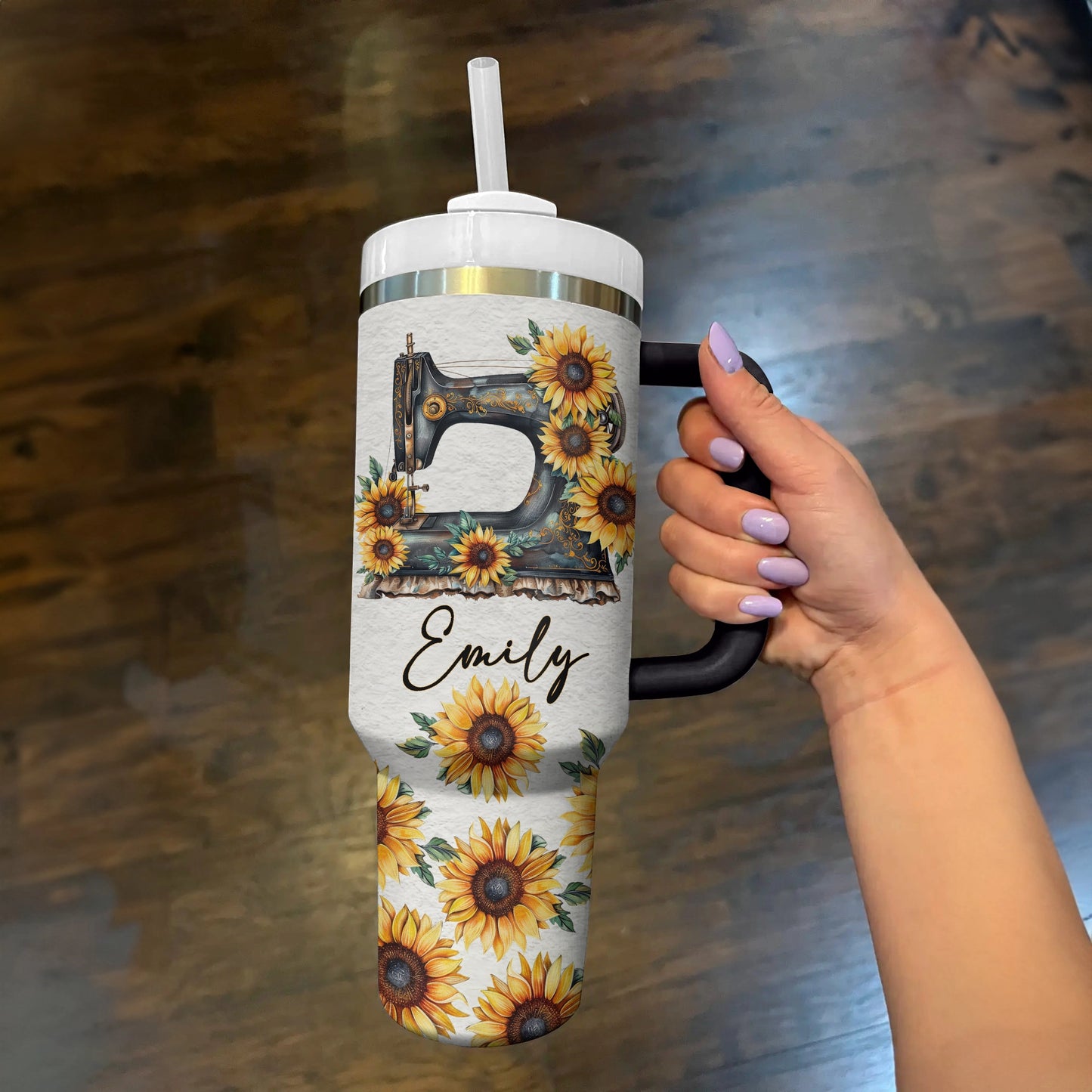 Shineful Tumbler Personalized Sewing Sunflower Stitches