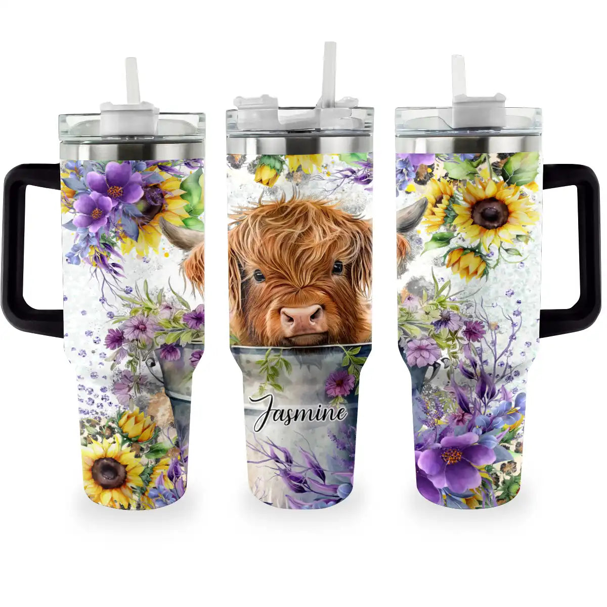 Shineful Tumbler Cute Highland Cow In Bucket TH7