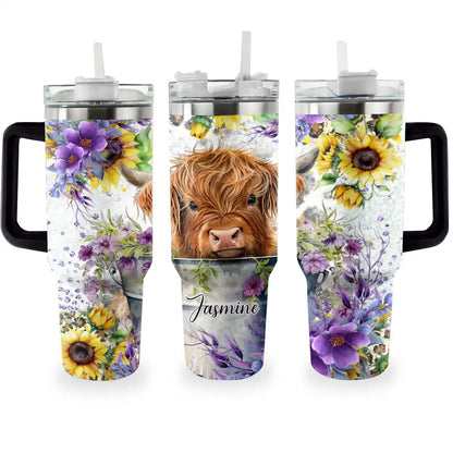 Shineful Tumbler Cute Highland Cow In Bucket TH7