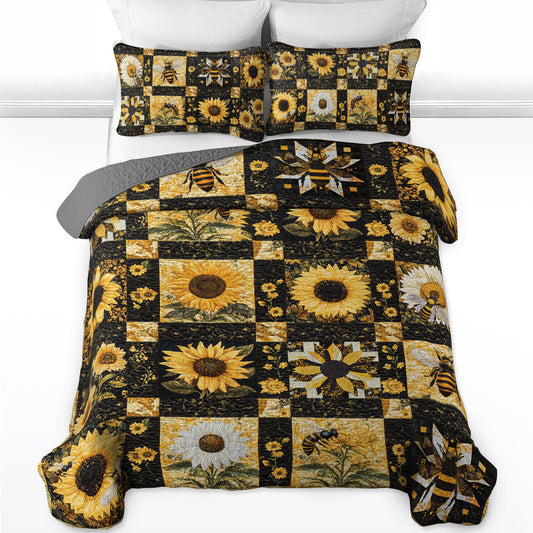 Shineful All Season Quilt 3-Piece Set Bee And Sunflower