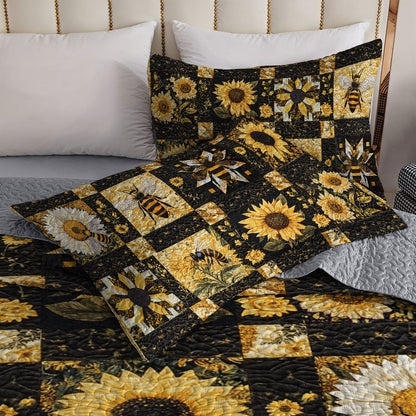 Shineful All Season Quilt 3-Piece Set Bee And Sunflower