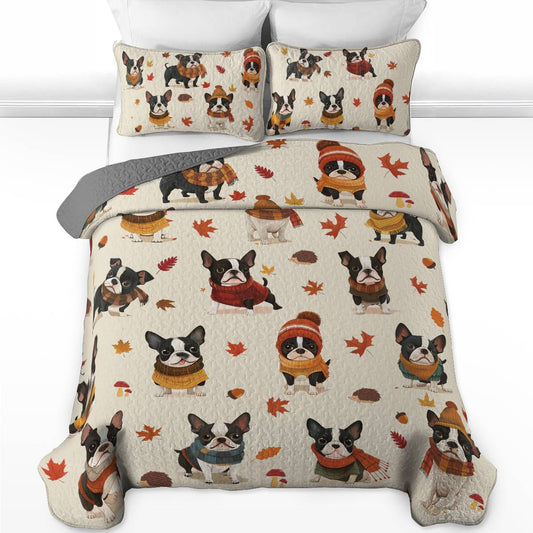 Shineful All Season Quilt 3-Piece Set Autumn Terrier