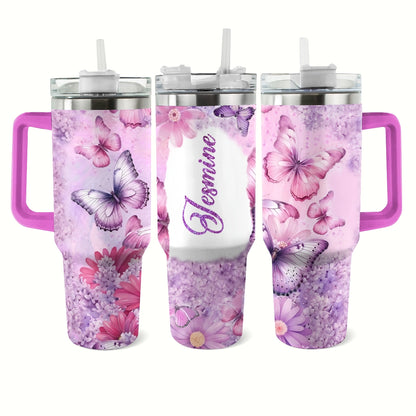Shineful Tumbler Personalized Butterfly Blossom Elegance