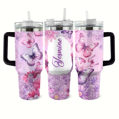 Shineful Tumbler Personalized Butterfly Blossom Elegance