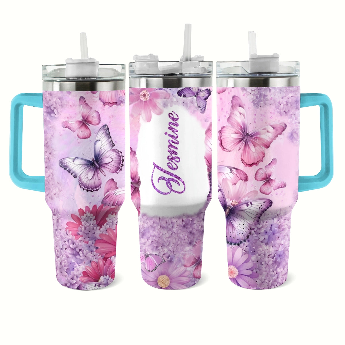 Shineful Tumbler Personalized Butterfly Blossom Elegance