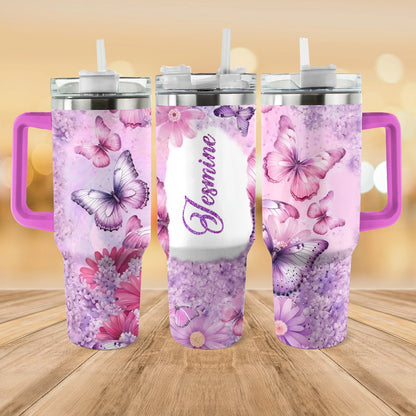 Shineful Tumbler Personalized Butterfly Blossom Elegance