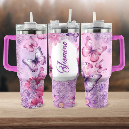 Shineful Tumbler Personalized Butterfly Blossom Elegance