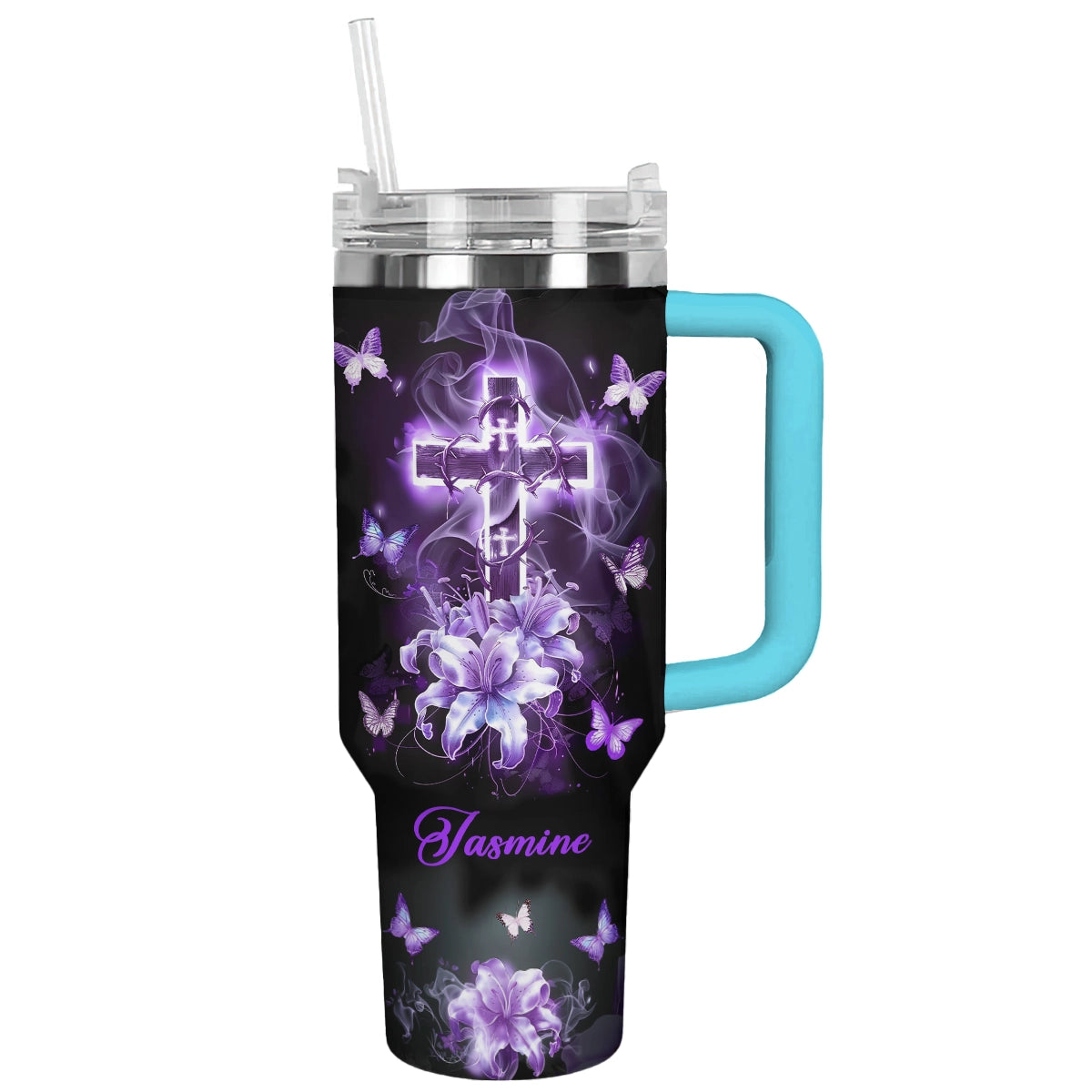 Shineful Tumbler Personalized Butterfly Faithful Bloom