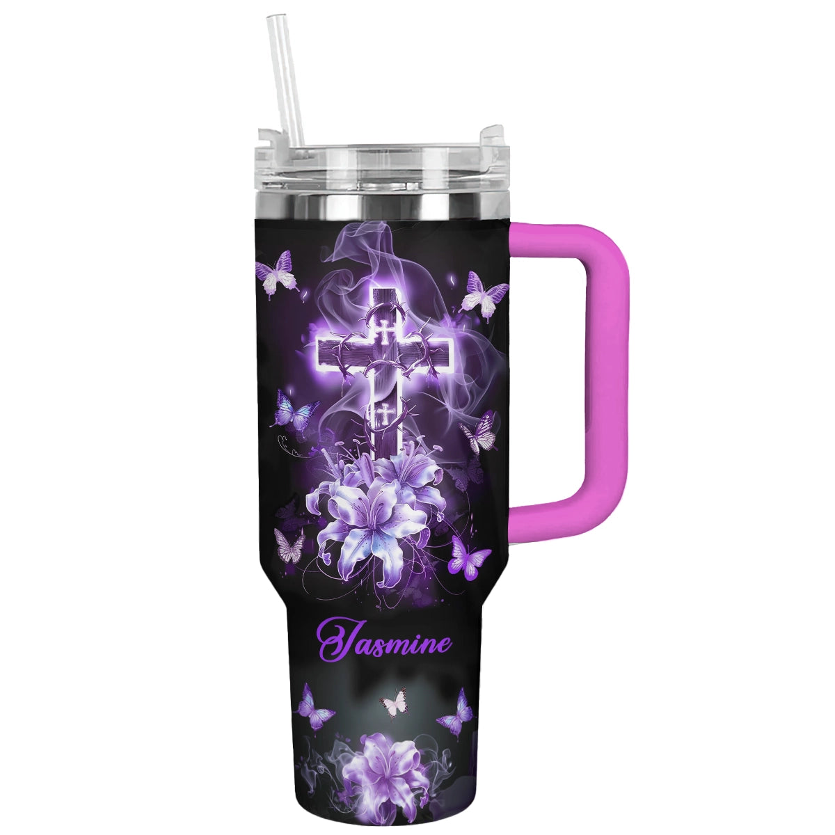 Shineful Tumbler Personalized Butterfly Faithful Bloom