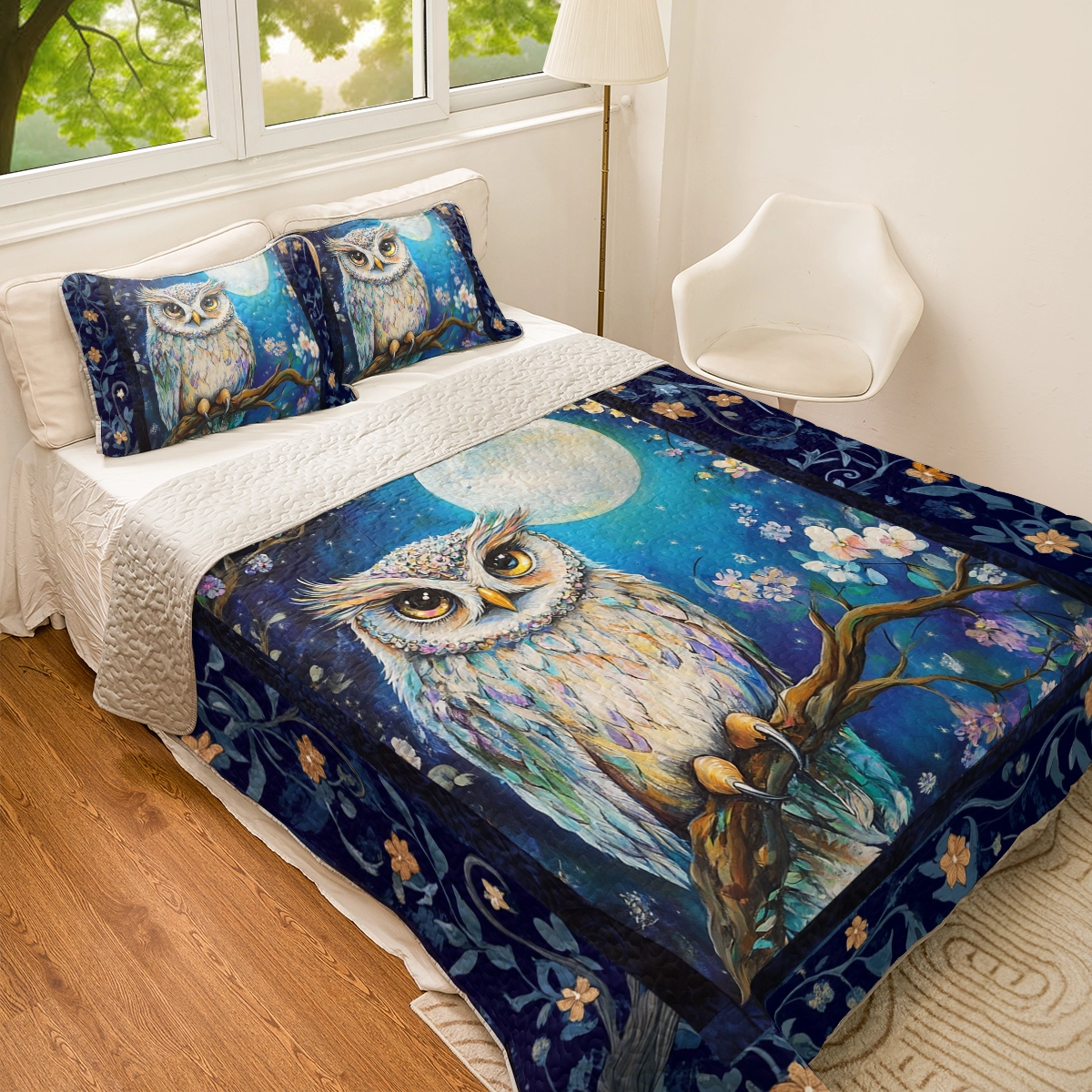 Shineful All Season Quilt 3-Piece Set Celestial Owl Dreams