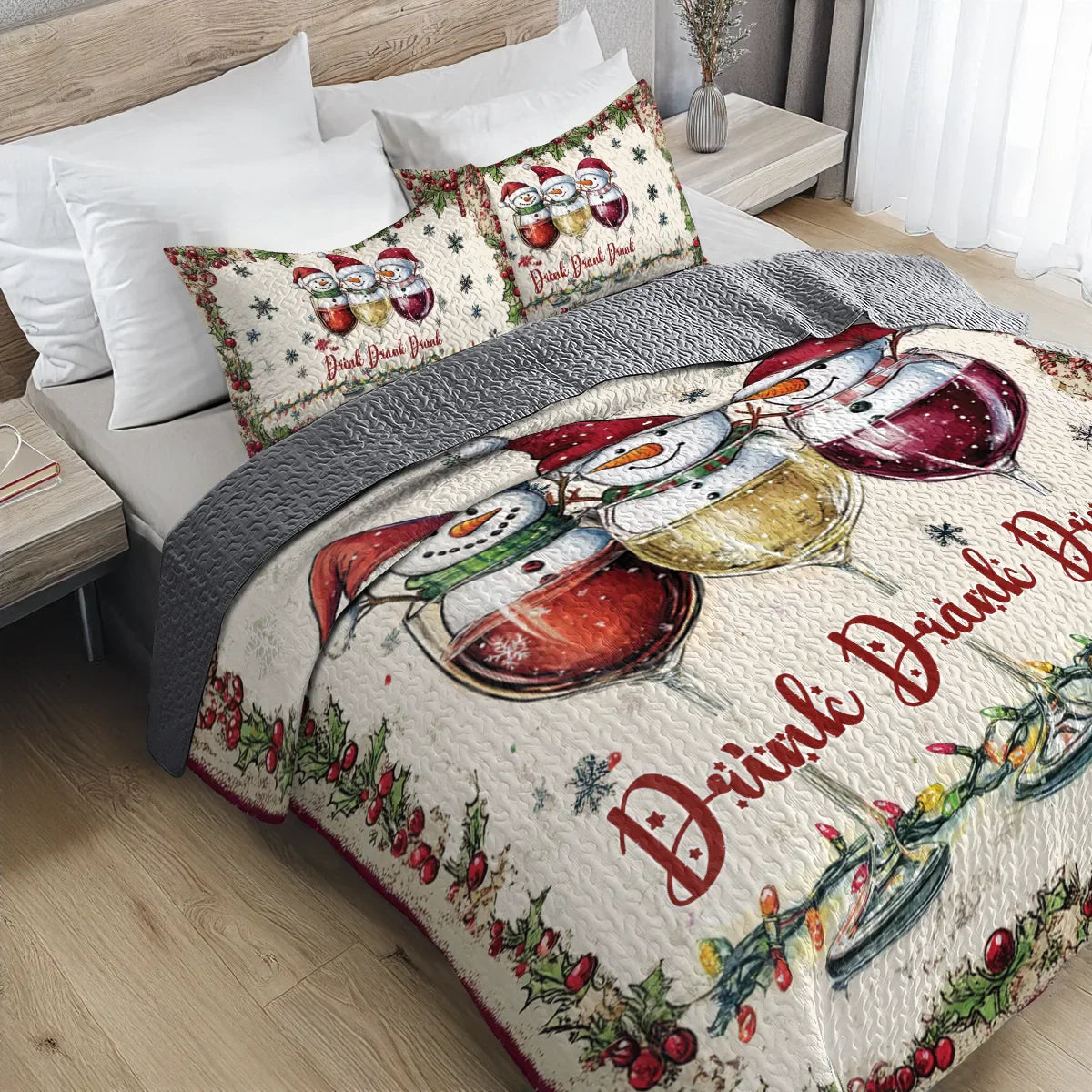 Shineful All Season Quilt 3-Piece Set - Cozy Christmas Vineyard