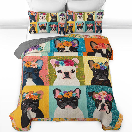 Shineful All Season Quilt 3-Piece Set Frenchie Blossom