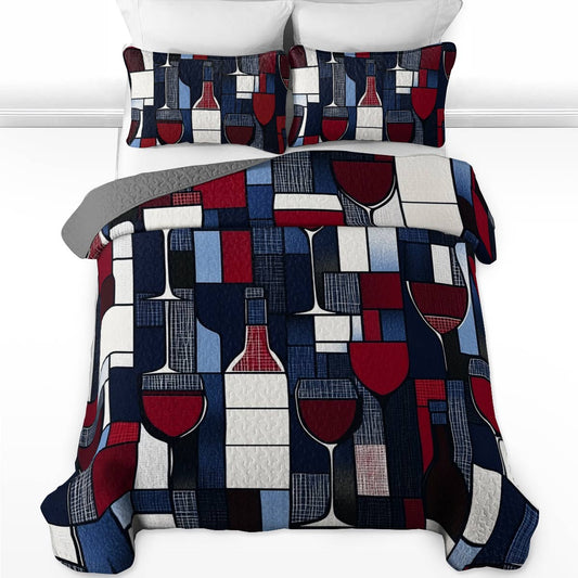 Shineful All Season Quilt 3-Piece Set Dreamy Wine Lovely