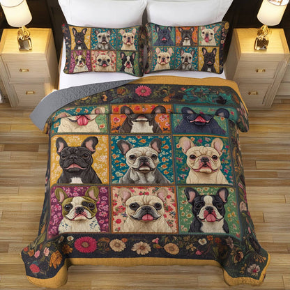 Shineful All Season Quilt 3-Piece Set Charming Bulldogs