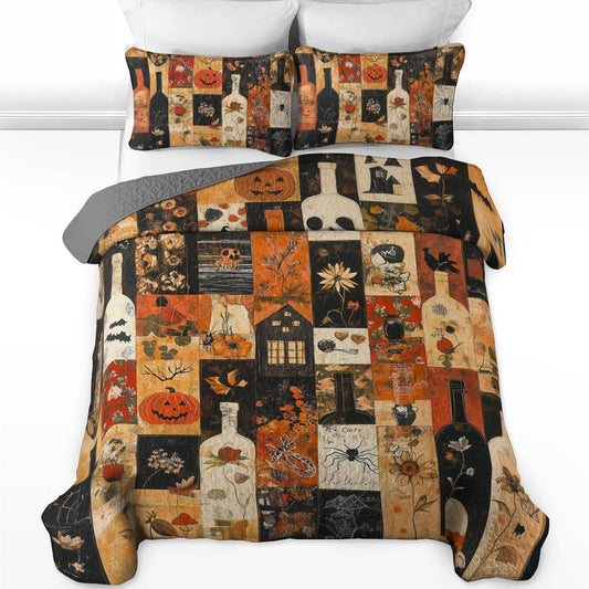 Shineful All Season Quilt 3-Piece Set Beautiful Halloween Wine