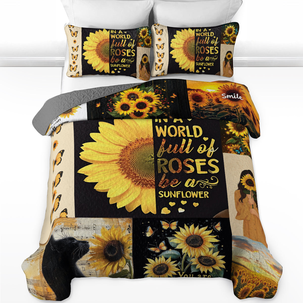 Shineful All Season Quilt 3-Piece Set Sunflower Memories