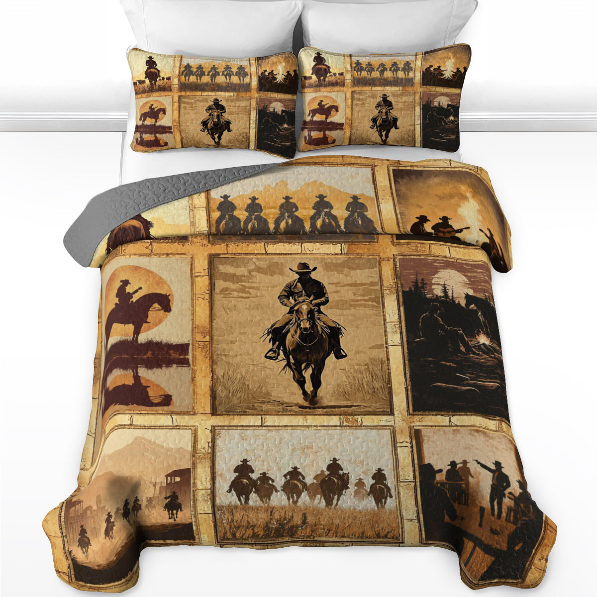 Shineful All Season Quilt 3-Piece Set Cowboy Life