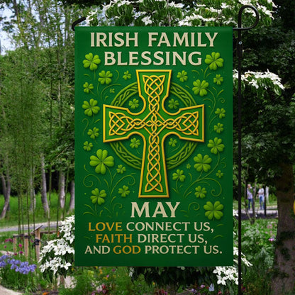 Shineful Gargen Flag 12" x 18" - Irish Family Blessing Cross