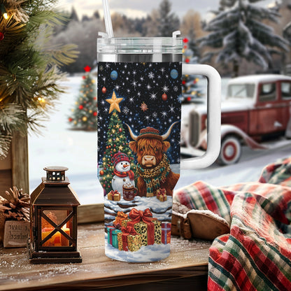 Shineful Tumbler Highland Cow Festive Night Delight
