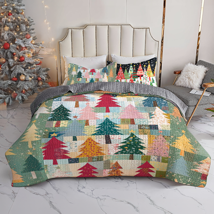 Shineful All Season Quilt 3-Piece Set Patchwork Christmas Tree