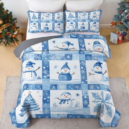 Shineful All Season Quilt 3-Piece Set Frosty Snowman Winter