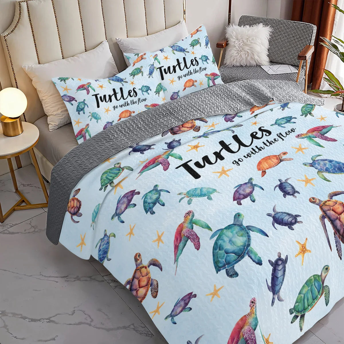 Shineful All Season Quilt 3-Piece Set -Sea Turtle Go With The Flow