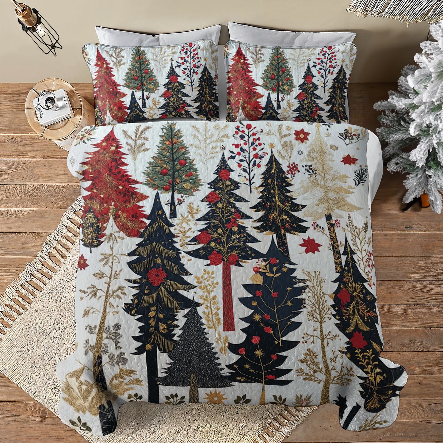 Shineful All Season Quilt 3-Piece Set Classical Christmas Tree