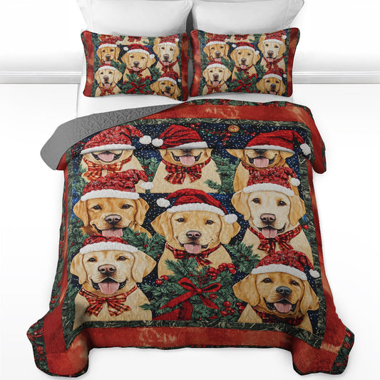 Shineful All Season Quilt 3-Piece Set Christmas Golden Dreams