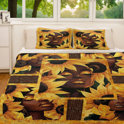 Shineful All Season Quilt 3-Piece Set - Black Women's Radiant Beauty
