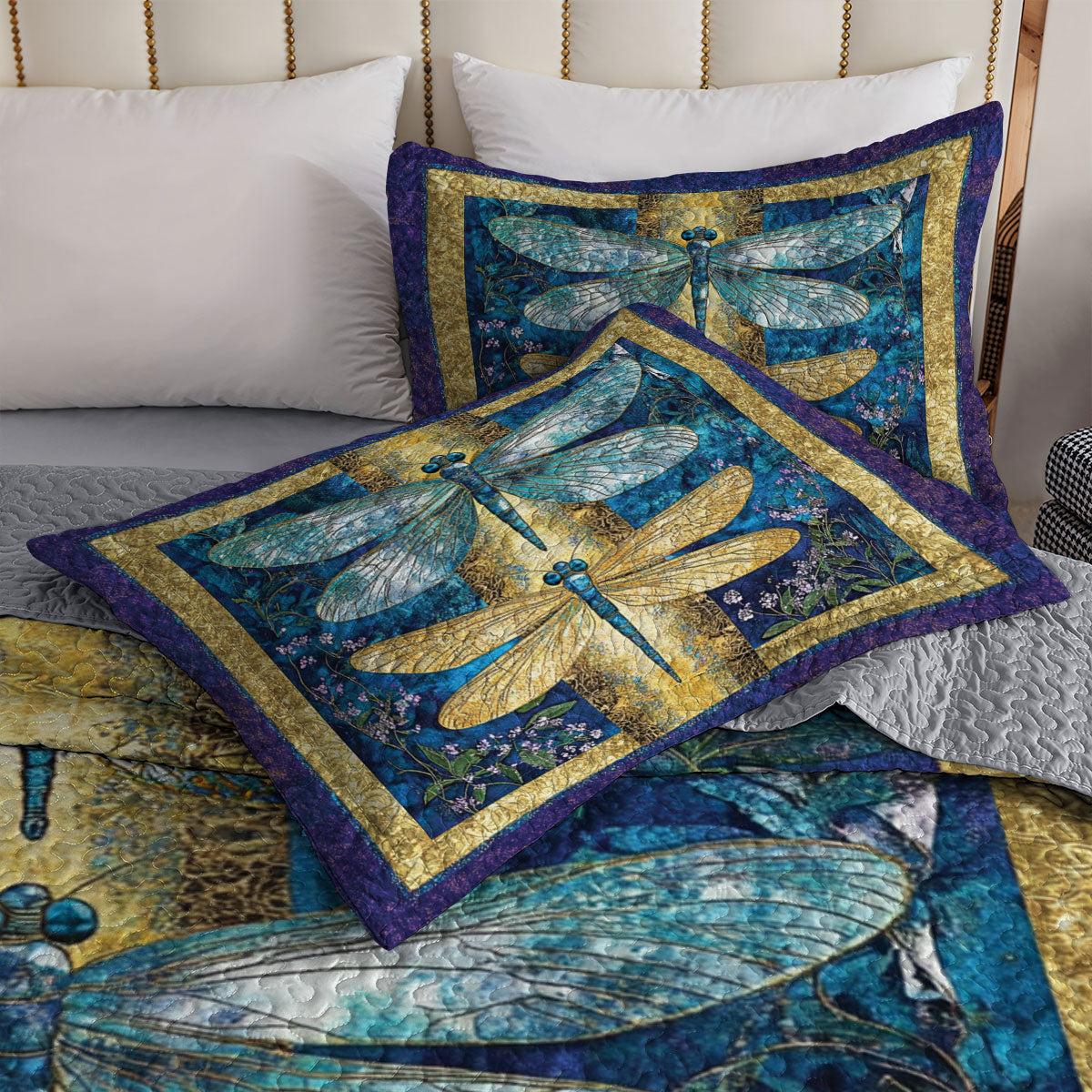 Shineful All Season Quilt 3-Piece Set Beautiful Dragonfly